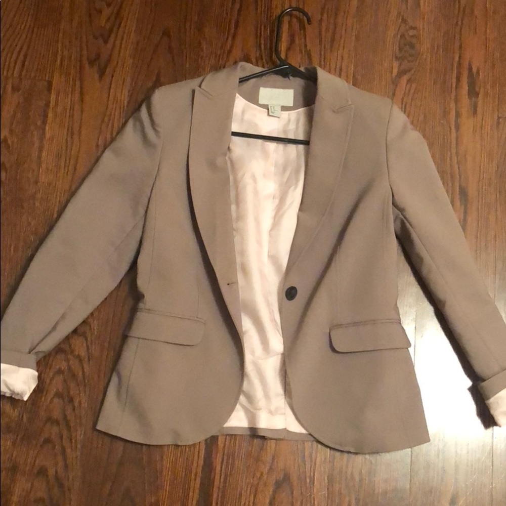 Taupe blazer.